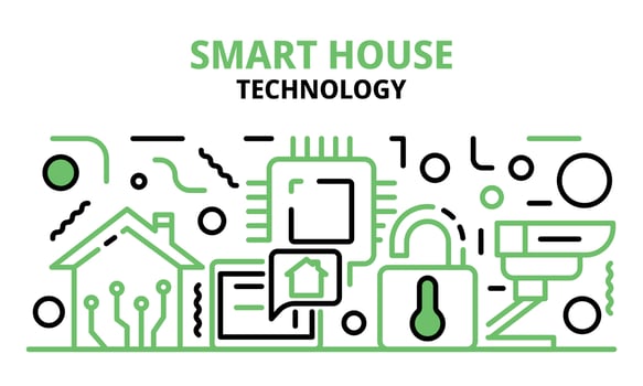 Smart house technology banner, outline style vector