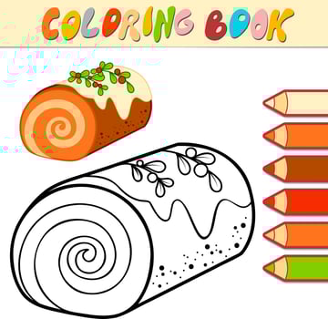 Coloring book or Coloring page for kids. Christmas Dessert black and white vector