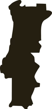 Map of Portugal. Solid black map vector illustration