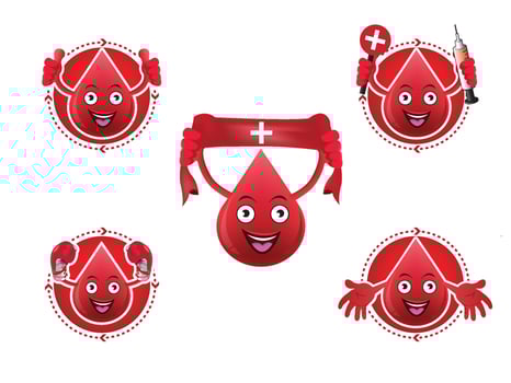 Cartoon smiling blood icons set vector