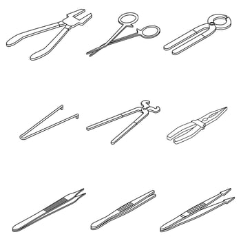 Forceps icons set vector outine