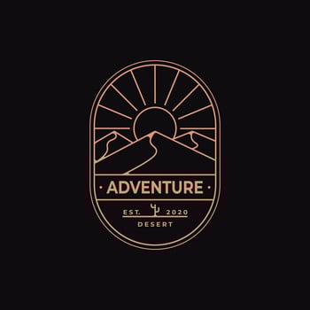 Desert adventure  badge line art logo vector design