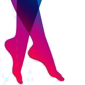 Long and slim female legs on white background, vector illustration.