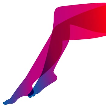 Long and slim female legs on white background, vector illustration.