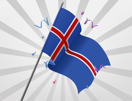 The celebratory flag of Iceland is flying at high altitudes vector