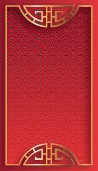 Chinese frame with oriental Asian elements on color background vector