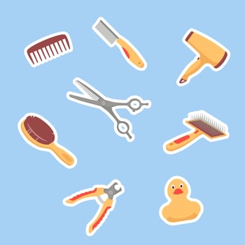 Vector grooming tools. Pet Hair Care