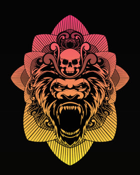 Kong artwork illustration and t shirt design Premium Vector