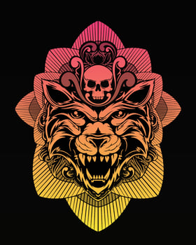 Tiger artwork illustration and t shirt design Premium Vector