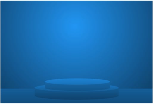 Blue podium product stand for presentation, winner podium. vector illustration