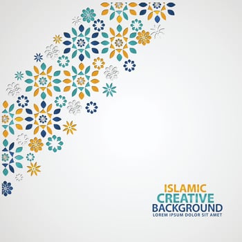 Islamic ornament of mosaic for greeting card background template vector