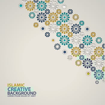 Islamic ornament of mosaic for greeting card background template vector