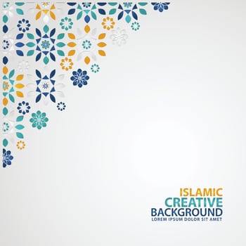 Islamic ornament of mosaic for greeting card background template vector