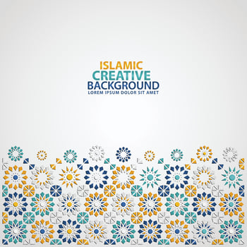Islamic ornament of mosaic for greeting card background template vector