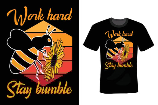 Bee T shirt design, vintage, typography vector