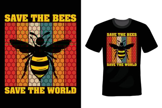 Bee T shirt design, vintage, typography vector
