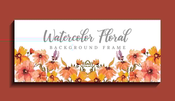 watercolor flower banner background template vector