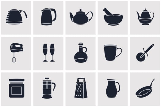 kitchen cooking set icon symbol template for graphic and web design collection logo vector illustration