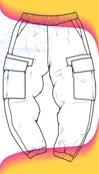 Men Cargo Pants outline  Vector Template, Men Cargo Pants in a sketch style, trainers template outline, vector Illustration.
