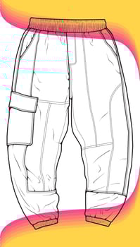 Men Cargo Pants outline  Vector Template, Men Cargo Pants in a sketch style, trainers template outline, vector Illustration.