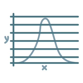 Bell Curve on Graph Line Two Color Icon vector