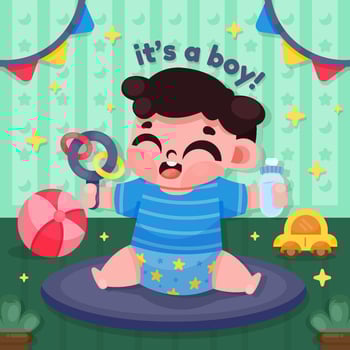 Cute Baby Boy For New Born Birthday vector