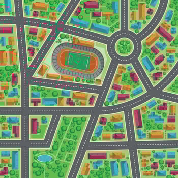 Top view of the city vector