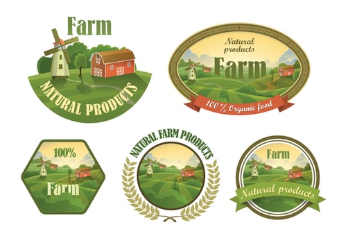 Farm fresh emblems set vector