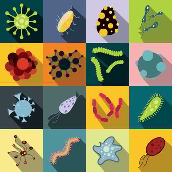 Virus flat icons set vector
