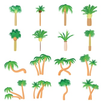 Palm icons set, cartoon style vector