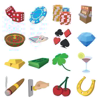 Casino cartoon icons set vector