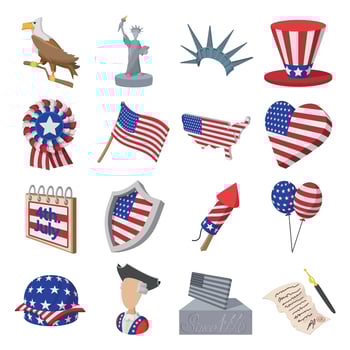 Independence day cartoon icons vector