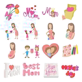 Mother Day cartoon icons vector