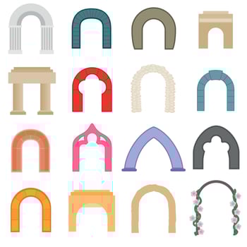 Arch icons set, flat style vector