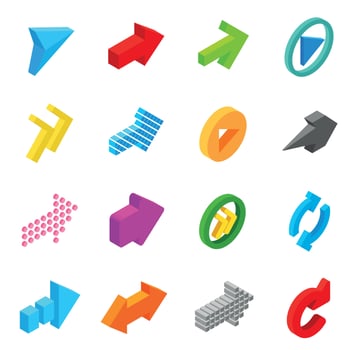 Arrow sign isometric 3d icons vector