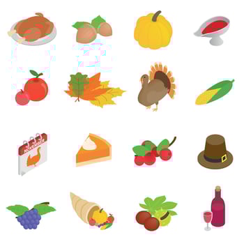 Thanksgiving day isometric 3d icons vector