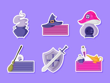 Fantasy Journal Sticker Set vector