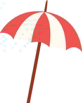 The beach umbrella is red. vector