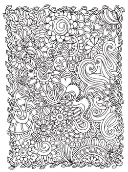 Flower Doodle Coloring Book Page Background vector