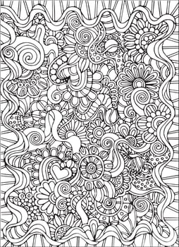 Doodle Coloring Book Page Background vector