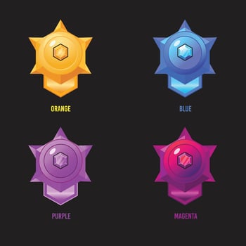 Paste Colorful Badges For Games vector
