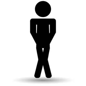 WC, man crossed his knees,  icon isolated on a white background. vector