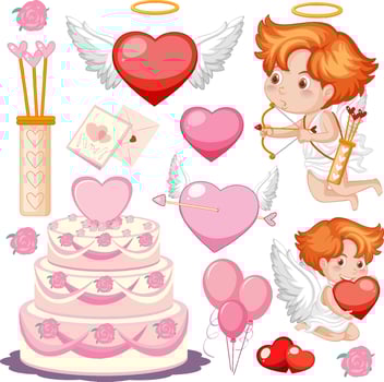 Little cupid and heart seamless pattern vector