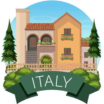 Italy banner label with house buildings vector