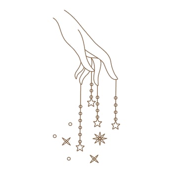Elements of Magic and celestial  designed in doodle style, brown lines on white background for card. Digital printing, scrapbooks, tattoos, t-shirt designs, stickers, and more. vector