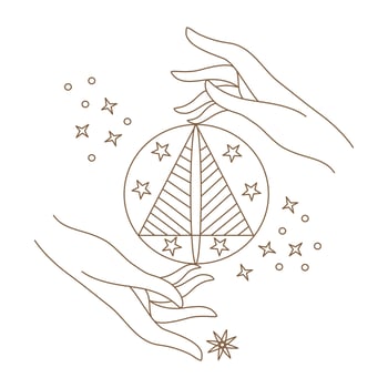 Elements of Magic and celestial  designed in doodle style, brown lines on white background for card. Digital printing, scrapbooks, tattoos, t-shirt designs, stickers, and more. vector