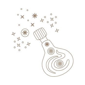 Elements of Magic and celestial  designed in doodle style, brown lines on white background for card. Digital printing, scrapbooks, tattoos, t-shirt designs, stickers, and more. vector