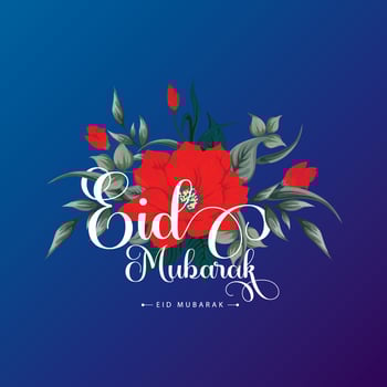 Eid Mubarak Greetings Floral Card vector