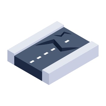 An isometric vector design of broken road