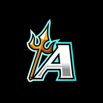 Initial A Gold Trident vector